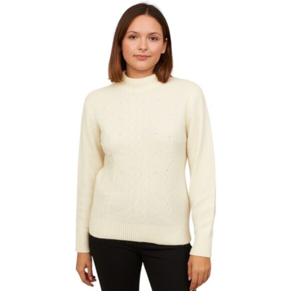 C. Webb Company Sweaters - C. Webb Vintage Small Cable Knit Beaded Lambswool Sweater